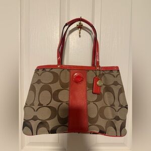 COACH SIGNATURE CANVAS TOTE BAG, #F19190